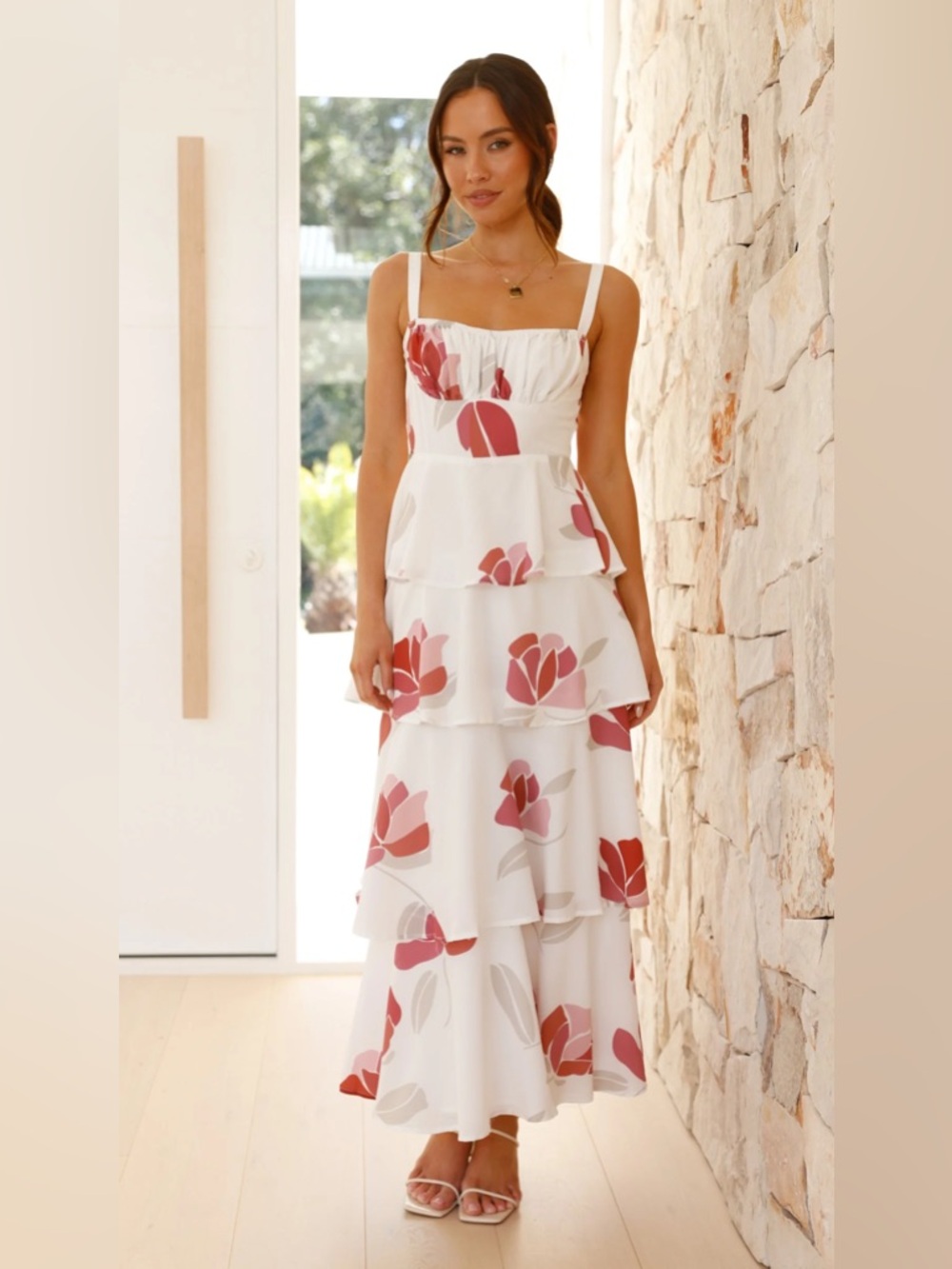 🌸  Firelight Tiered Floral Maxi Dress – Rose 🌸